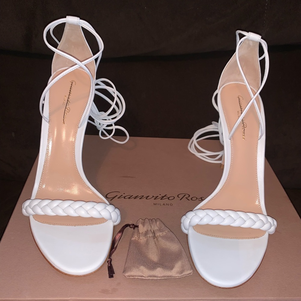 Gianvito Rossi Leomi White Sandal Heels
